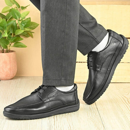 Valentino Men Premium Leather Black Formal Lace-Up Shoes