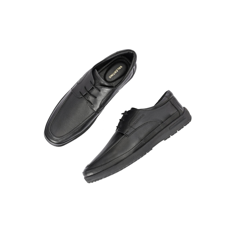 Valentino Men Premium Leather Black Formal Lace-Up Shoes