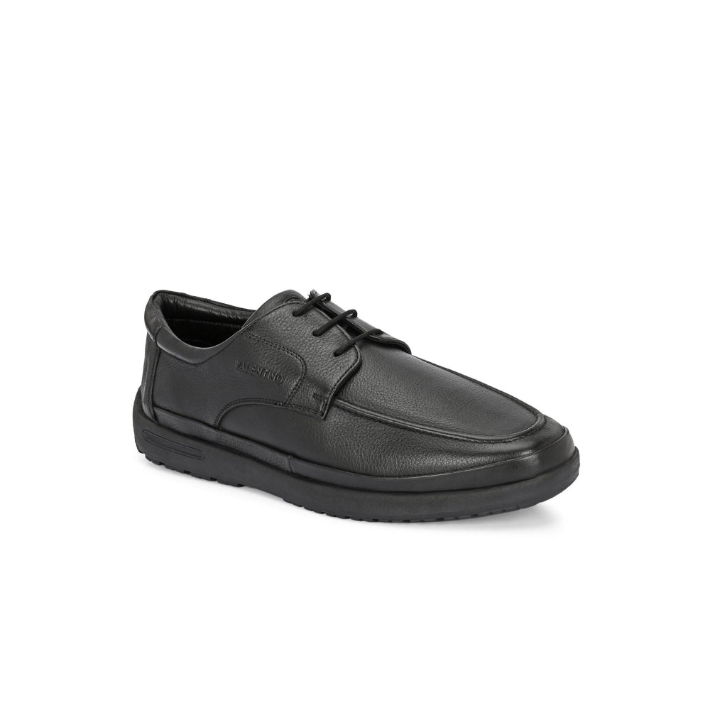 Valentino Men Premium Leather Black Formal Lace-Up Shoes
