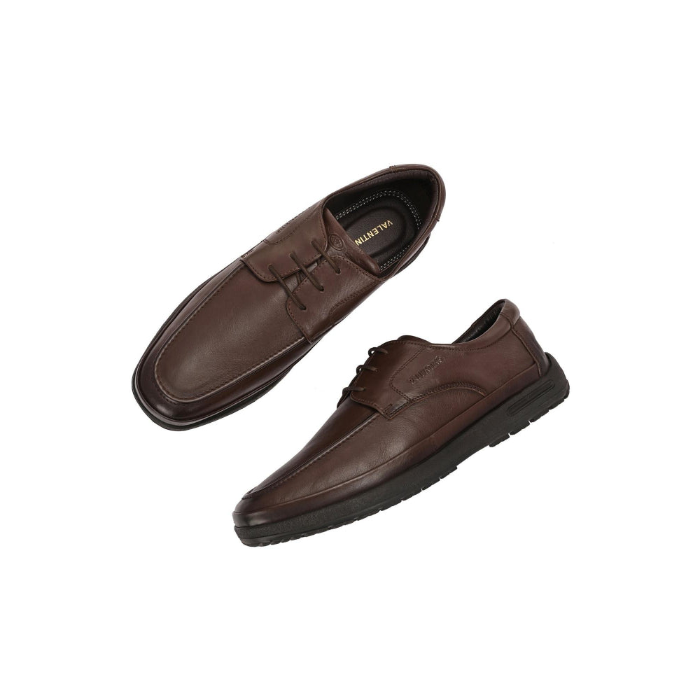 Valentino Men Premium Leather Brown Formal Lace-Up Shoes