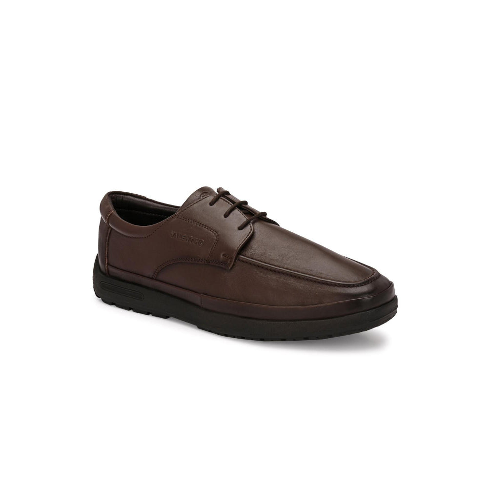 Valentino Men Premium Leather Brown Formal Lace-Up Shoes