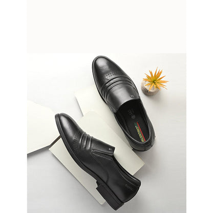 Valentino Men Premium Leather Black Slip-On Formal Loafer Shoes