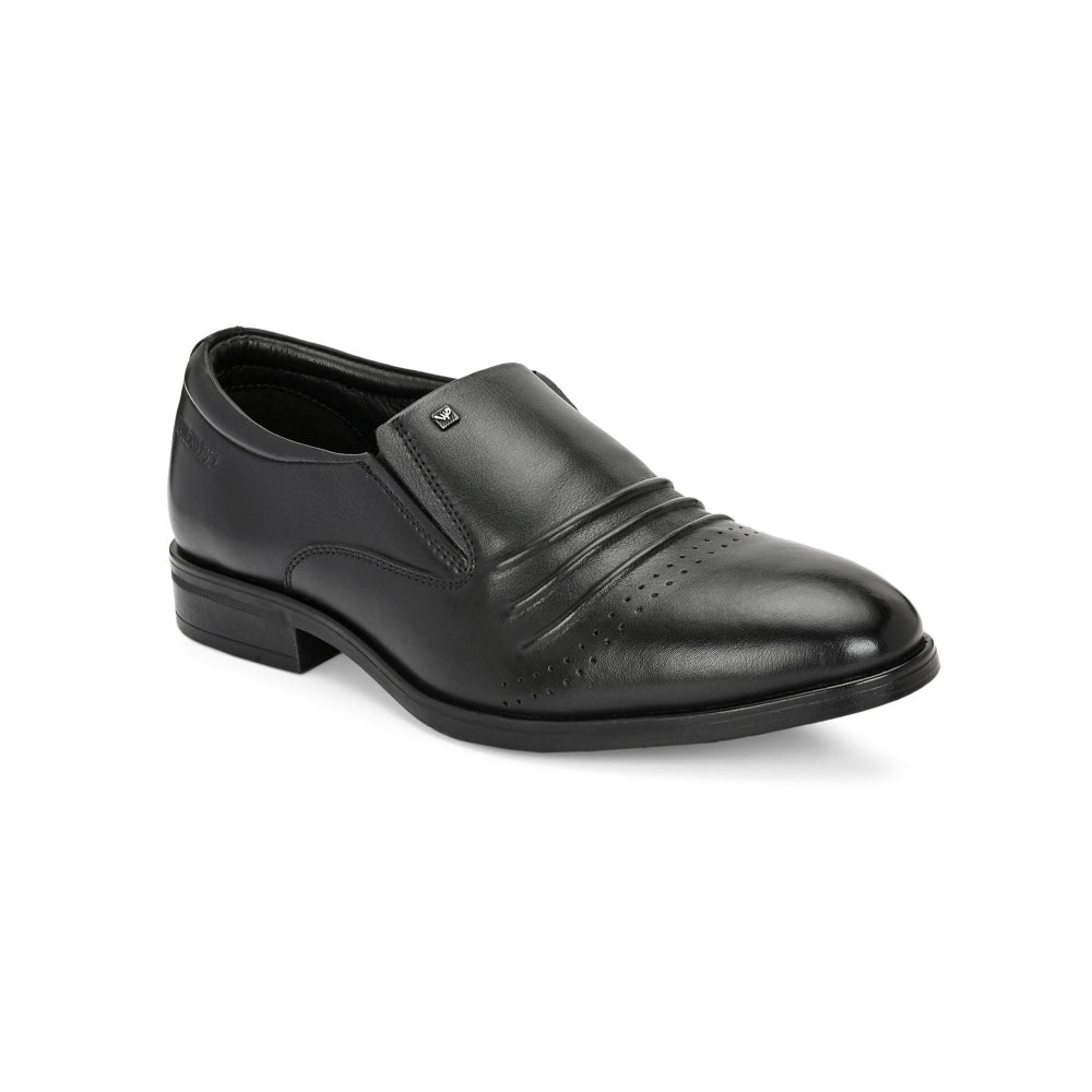 Valentino Men Premium Leather Black Slip-On Formal Loafer Shoes
