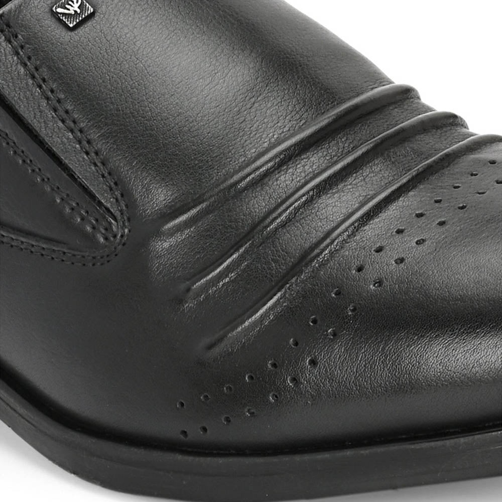 Valentino Men Premium Leather Black Slip-On Formal Loafer Shoes