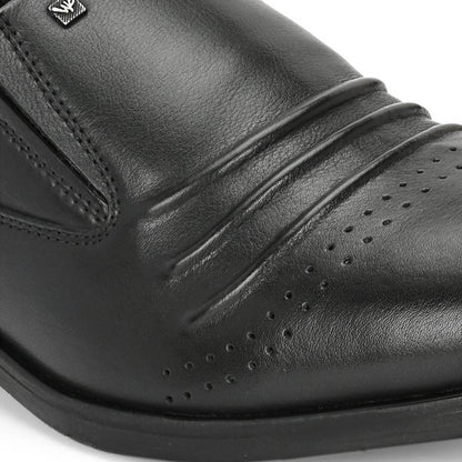 Valentino Men Premium Leather Black Slip-On Formal Loafer Shoes