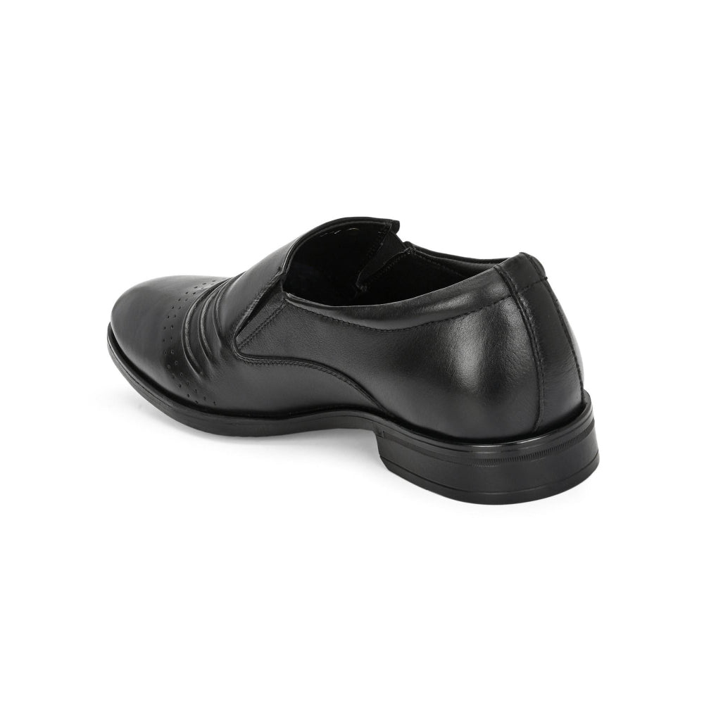 Valentino Men Premium Leather Black Slip-On Formal Loafer Shoes