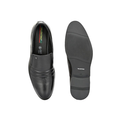 Valentino Men Premium Leather Black Slip-On Formal Loafer Shoes