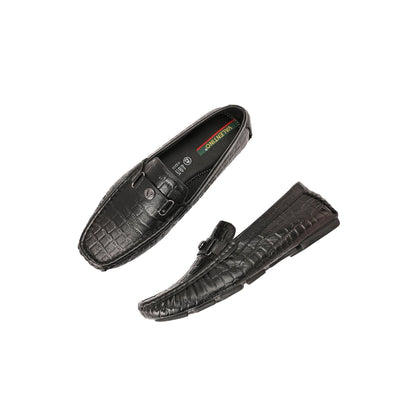 Valentino Men Premium Leather Black Casual Slip On Driving Loafers