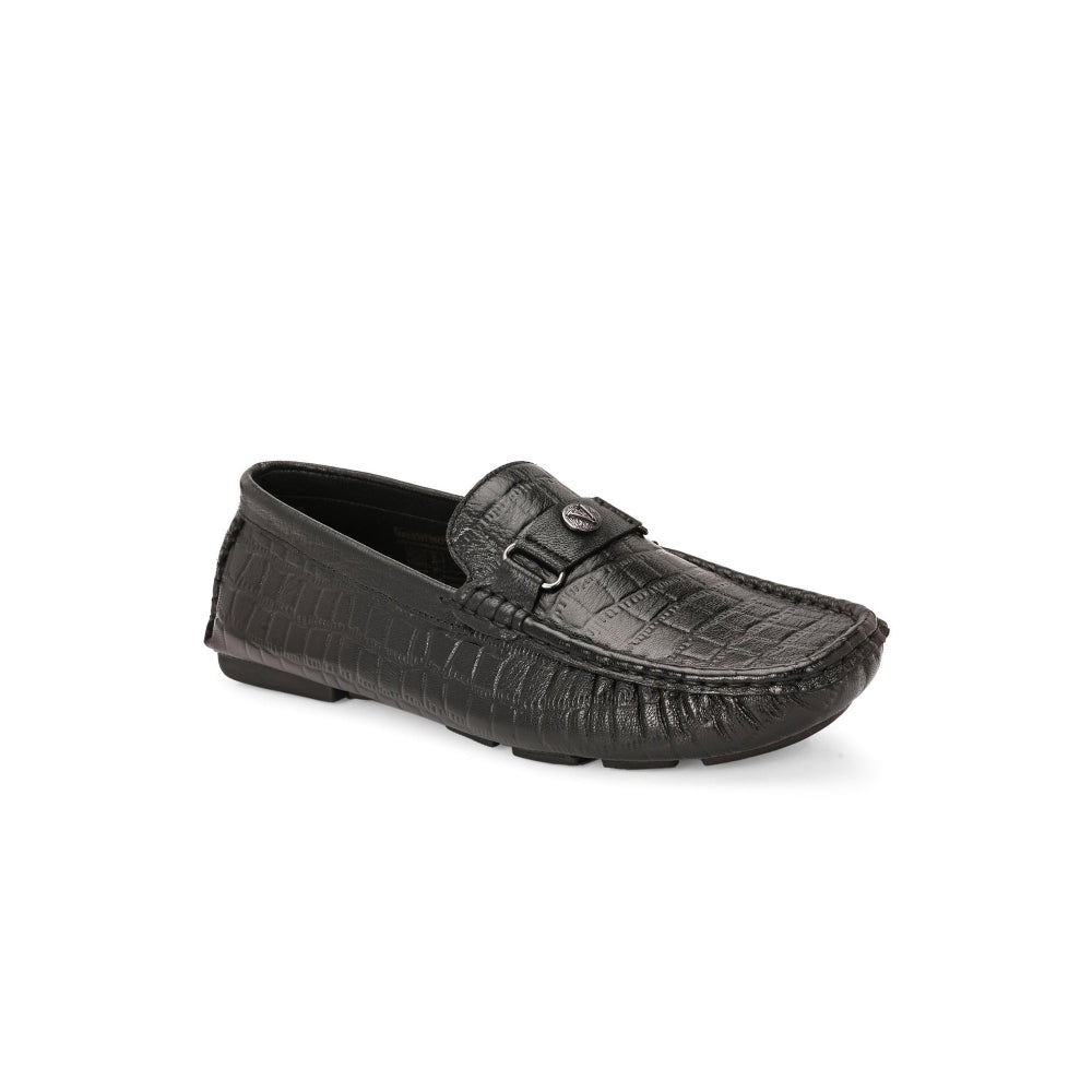 Valentino Men Premium Leather Black Casual Slip On Driving Loafers