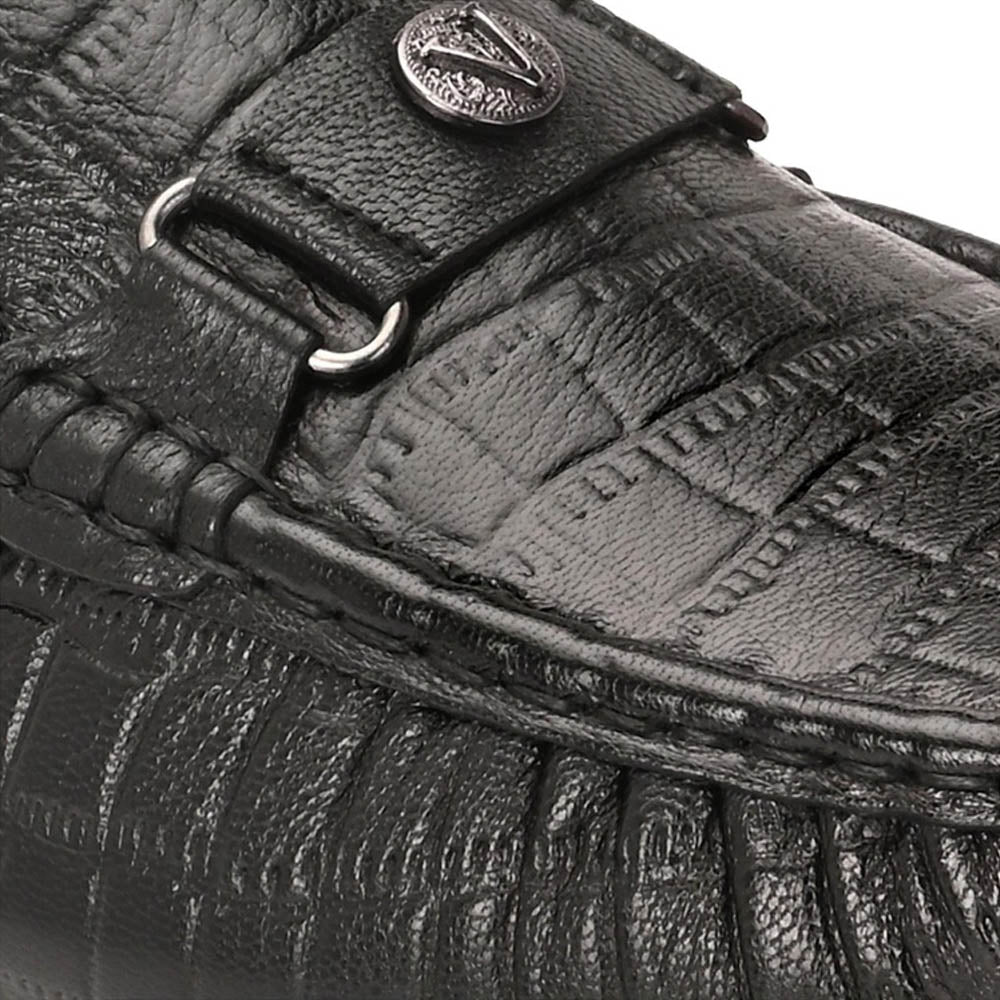 Valentino Men Premium Leather Black Casual Slip On Driving Loafers