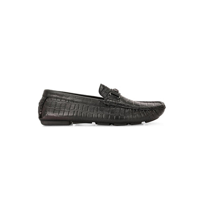 Valentino Men Premium Leather Black Casual Slip On Driving Loafers