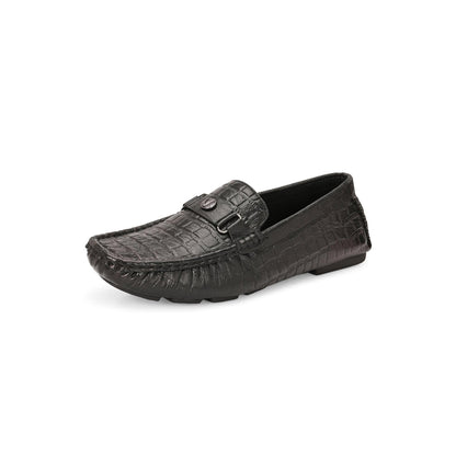 Valentino Men Premium Leather Black Casual Slip On Driving Loafers
