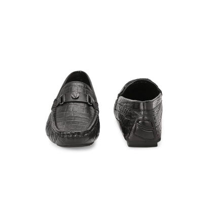Valentino Men Premium Leather Black Casual Slip On Driving Loafers