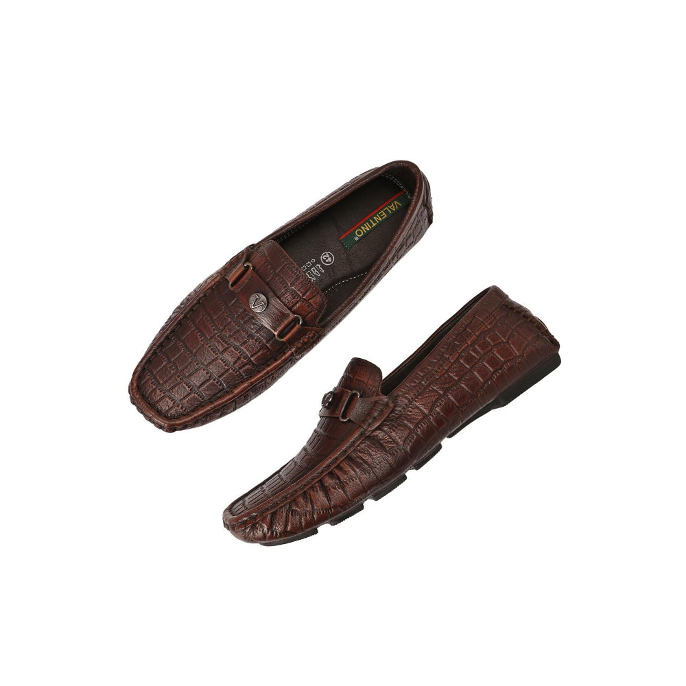 Valentino Men Premium Leather Brushoff Casual Slip On Driving Loafers