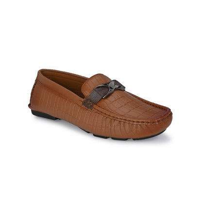 Valentino Men Premium Leather Tan Casual Slip On Driving Loafers