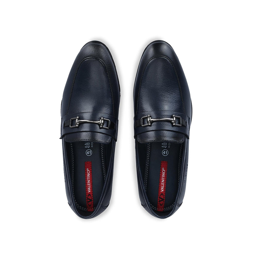Valentino Men Premium Leather Blue Slip-On Formal Loafer Shoes