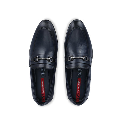 Valentino Men Premium Leather Blue Slip-On Formal Loafer Shoes
