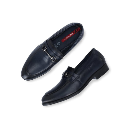 Valentino Men Premium Leather Blue Slip-On Formal Loafer Shoes