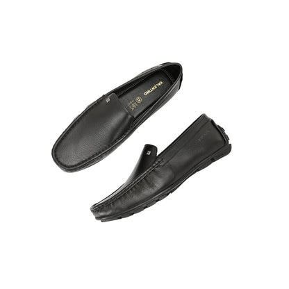 Valentino Men Premium Leather Black Slip On Loafer