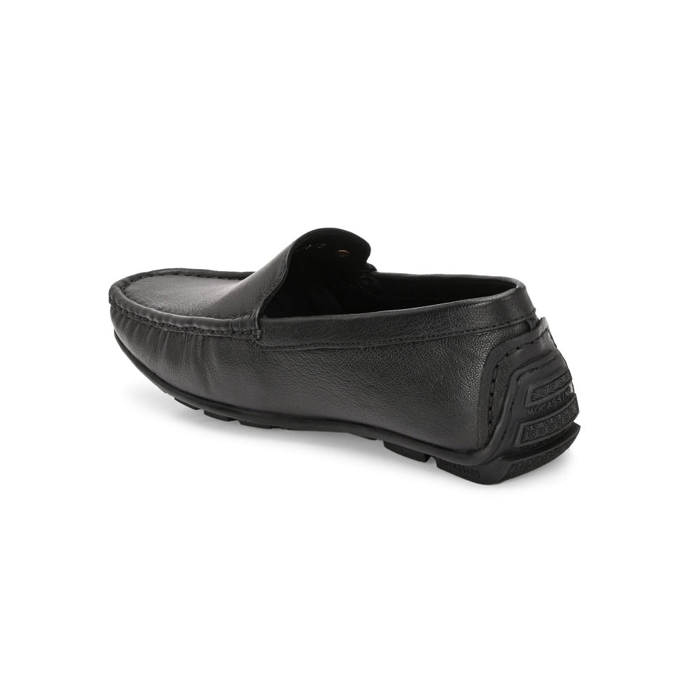 Valentino Men Premium Leather Black Slip On Loafer