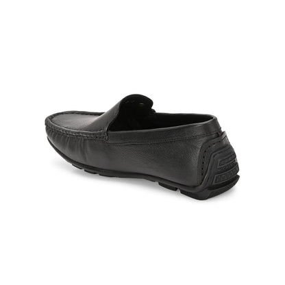 Valentino Men Premium Leather Black Slip On Loafer