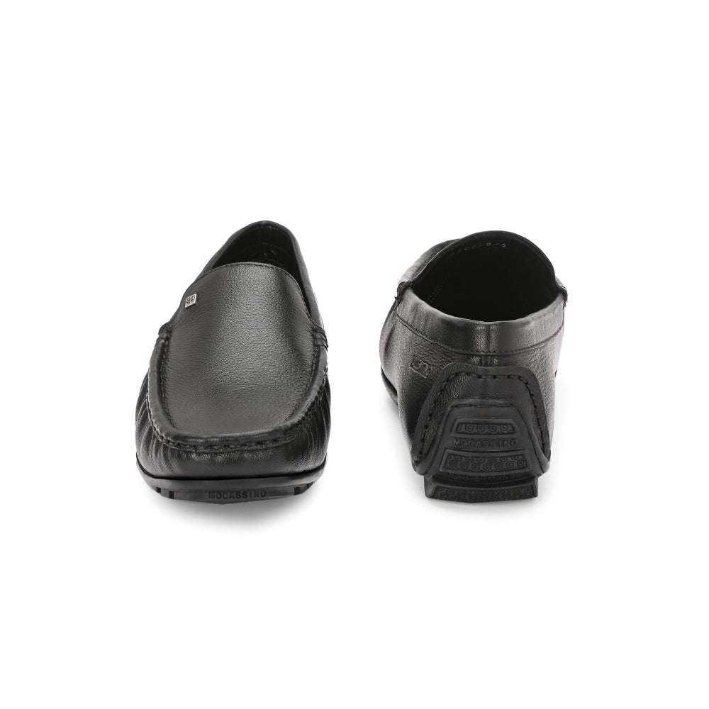 Valentino Men Premium Leather Black Slip On Loafer