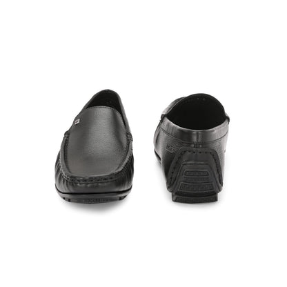 Valentino Men Premium Leather Black Slip On Loafer