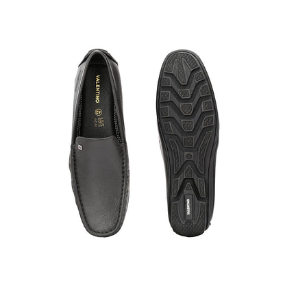 Valentino Men Premium Leather Black Slip On Loafer