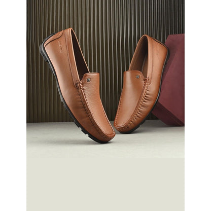 Valentino Men Premium Leather Tan Slip On Loafer