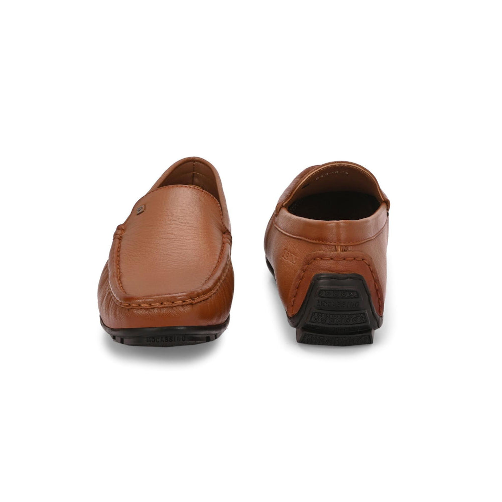 Valentino Men Premium Leather Tan Slip On Loafer