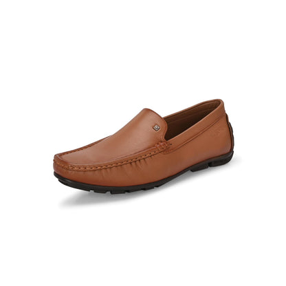 Valentino Men Premium Leather Tan Slip On Loafer