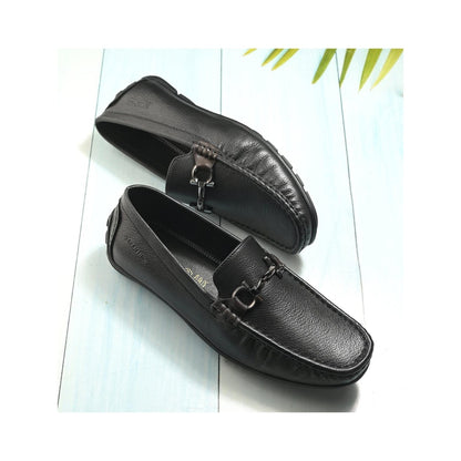 Valentino Men Premium Leather Black Slip On Loafer