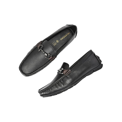 Valentino Men Premium Leather Black Slip On Loafer