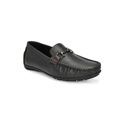 Valentino Men Premium Leather Black Slip On Loafer