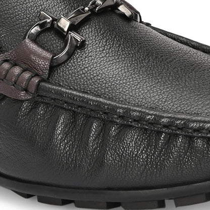 Valentino Men Premium Leather Black Slip On Loafer