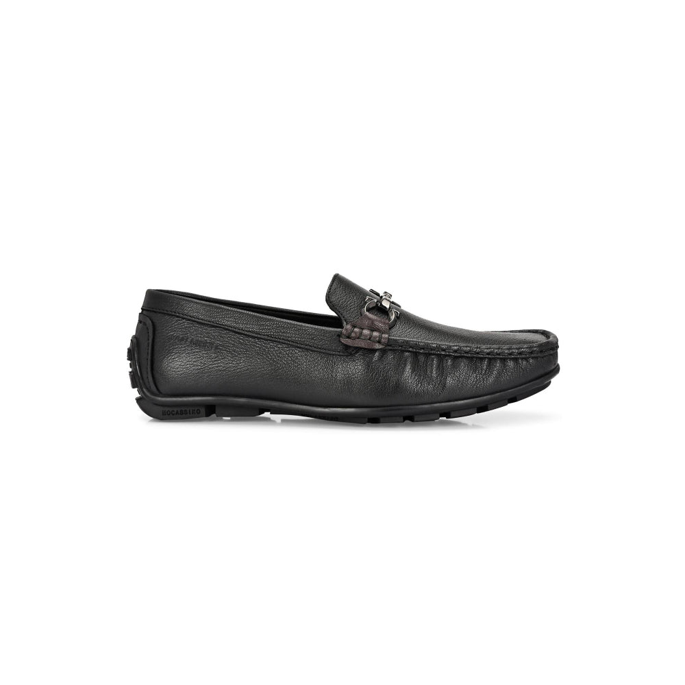 Valentino Men Premium Leather Black Slip On Loafer