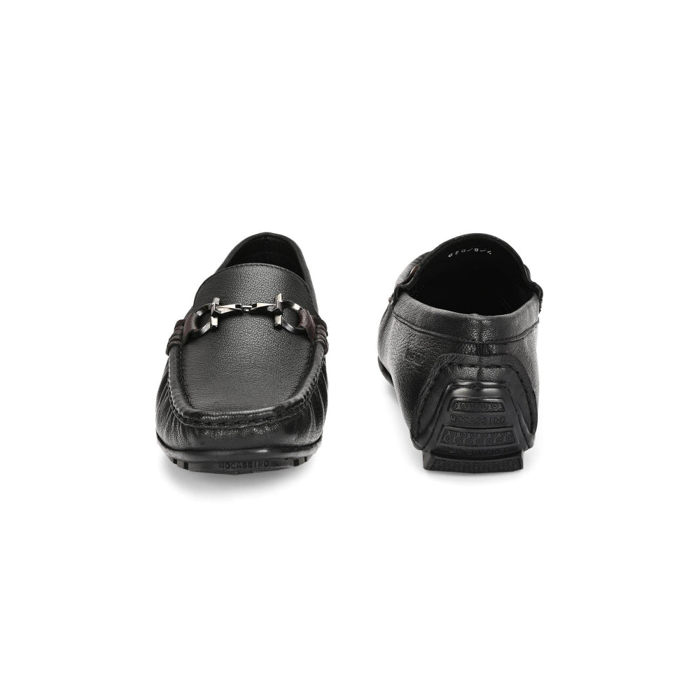 Valentino Men Premium Leather Black Slip On Loafer