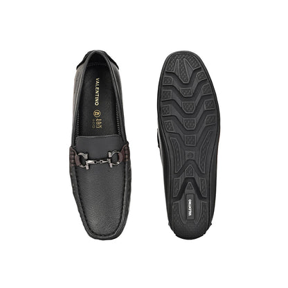 Valentino Men Premium Leather Black Slip On Loafer