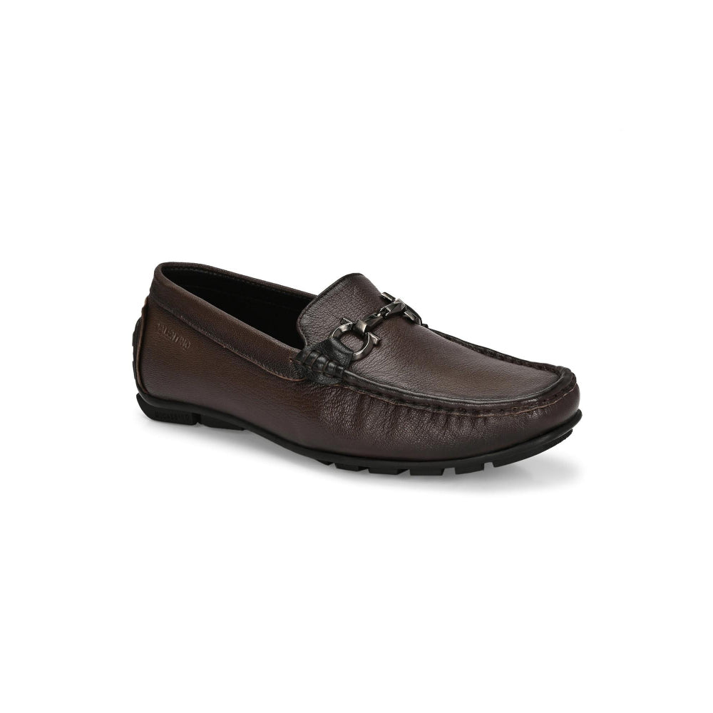 Valentino Men Premium Leather Brown Slip On Loafer