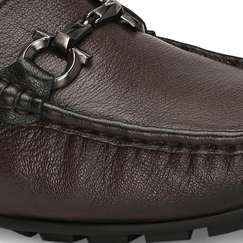 Valentino Men Premium Leather Brown Slip On Loafer