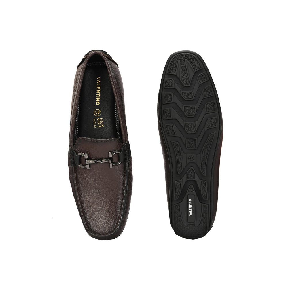 Valentino Men Premium Leather Brown Slip On Loafer