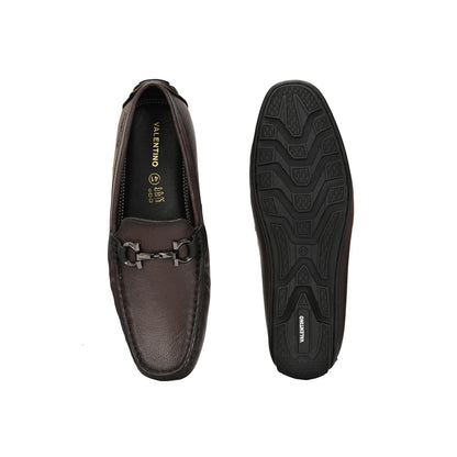 Valentino Men Premium Leather Brown Slip On Loafer