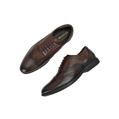 Valentino Men Premium Leather Brown Brogue Formal Shoes