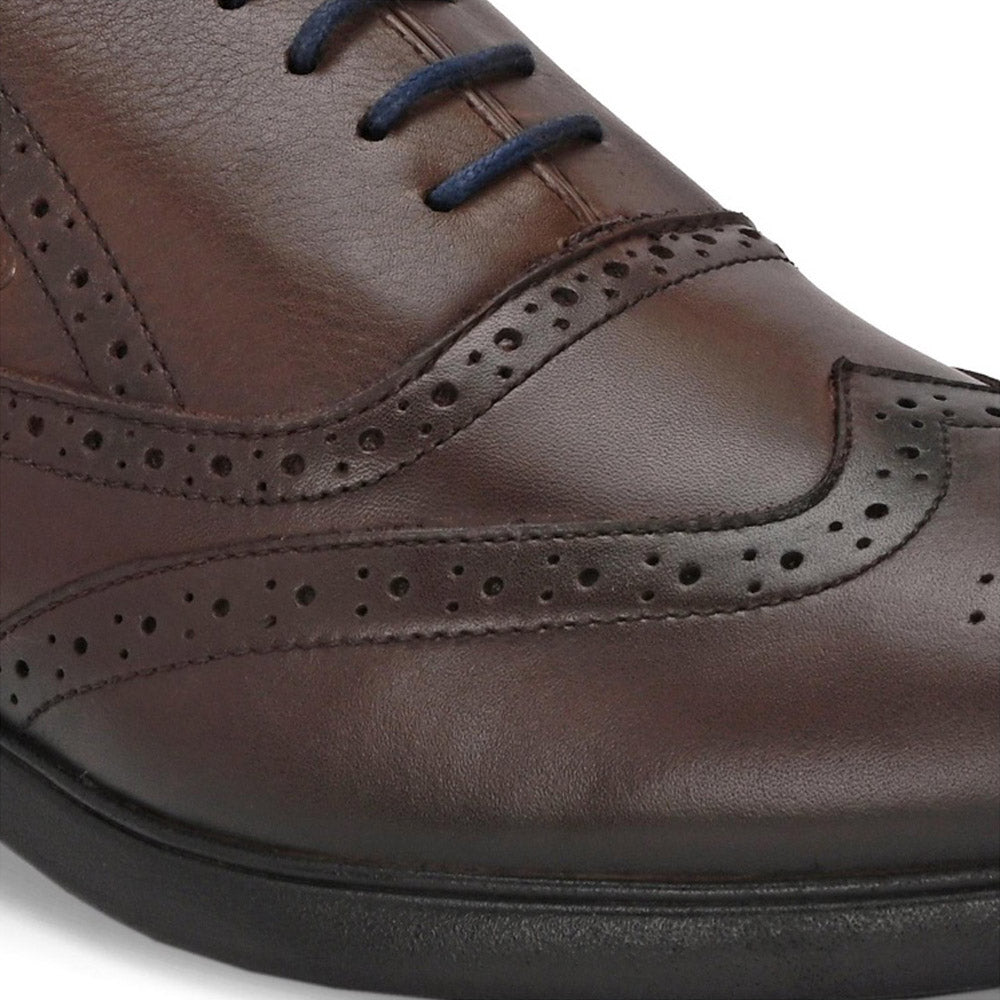 Valentino Men Premium Leather Brown Brogue Formal Shoes