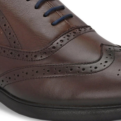 Valentino Men Premium Leather Brown Brogue Formal Shoes