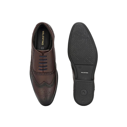 Valentino Men Premium Leather Brown Brogue Formal Shoes