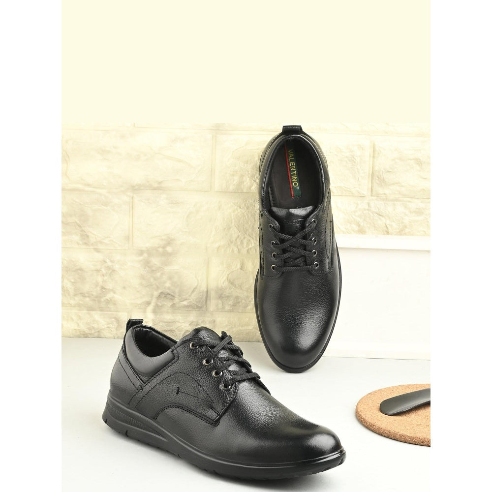Valentino Men Premium Leather Black Lace Up Formal Shoes