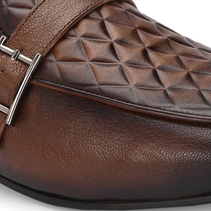 Valentino Men Premium Leather Quilted Pattern Penny Loafers with Tunit Sole