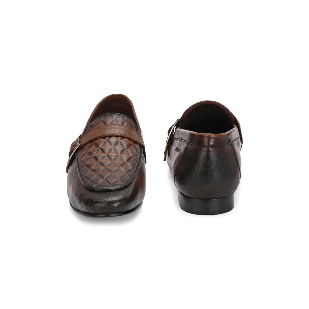 Valentino Men Premium Leather Quilted Pattern Penny Loafers with Tunit Sole