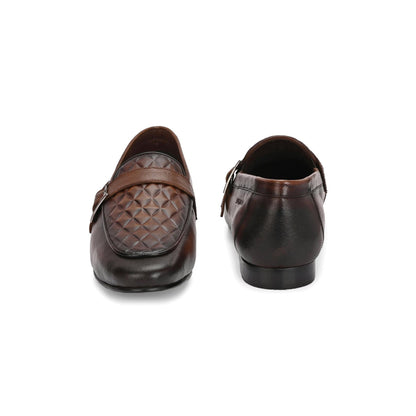Valentino Men Premium Leather Quilted Pattern Penny Loafers with Tunit Sole